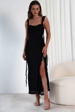 Mhissa Ruffle Maxi Dress | Black*SASHA Clearance