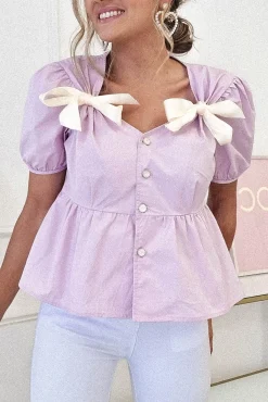 Minnie Bow Detail Blouse | Lilac*Oh Hello Clothing Online