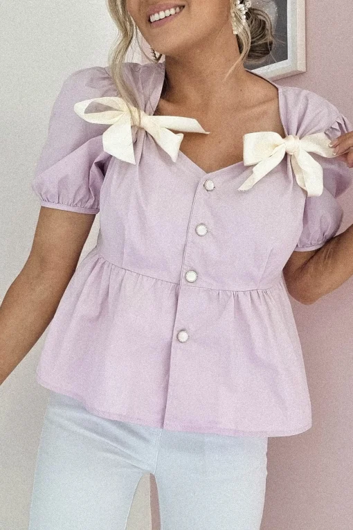 Minnie Bow Detail Blouse | Lilac*Oh Hello Clothing Online