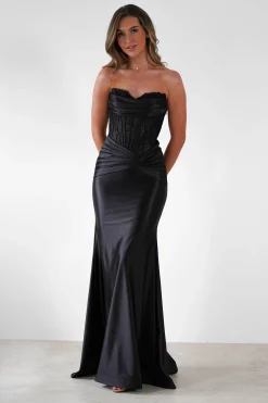 Misha Strapless Lace Detail Gown | Black*Cinderella Hot