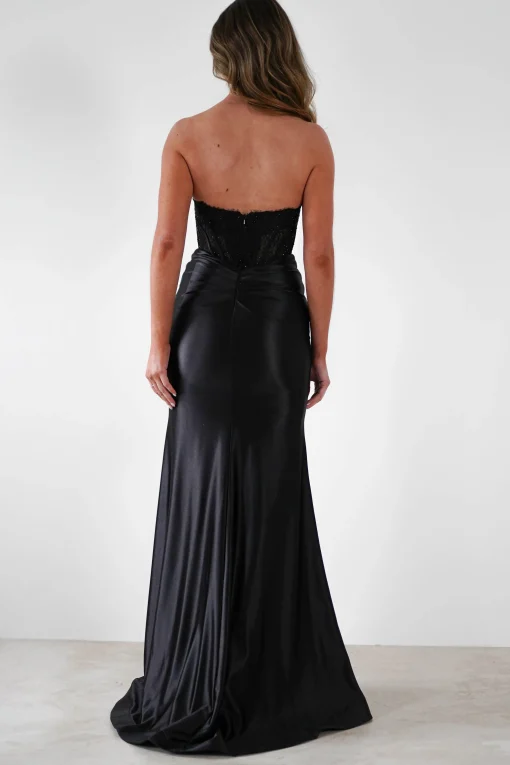 Misha Strapless Lace Detail Gown | Black*Cinderella Hot