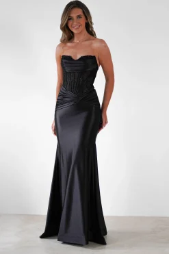Misha Strapless Lace Detail Gown | Black*Cinderella Hot