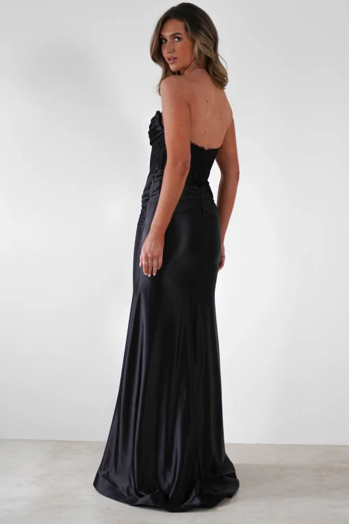 Misha Strapless Lace Detail Gown | Black*Cinderella Hot