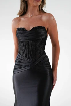 Misha Strapless Lace Detail Gown | Black*Cinderella Hot