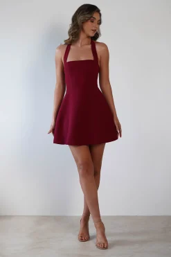 Morocco Halterneck Mini Dress | Wine*SASHA Outlet