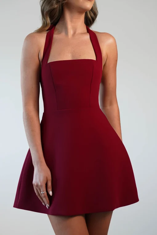 Morocco Halterneck Mini Dress | Wine*SASHA Outlet
