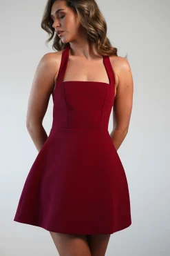 Morocco Halterneck Mini Dress | Wine*SASHA Outlet