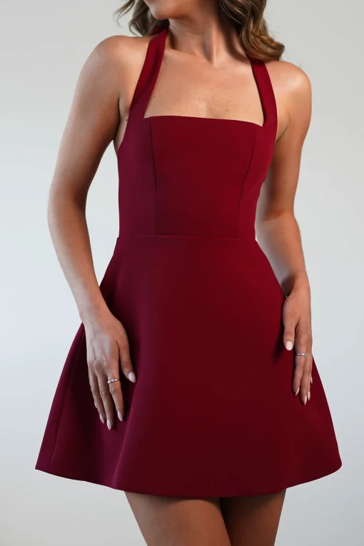 Morocco Halterneck Mini Dress | Wine*SASHA Outlet