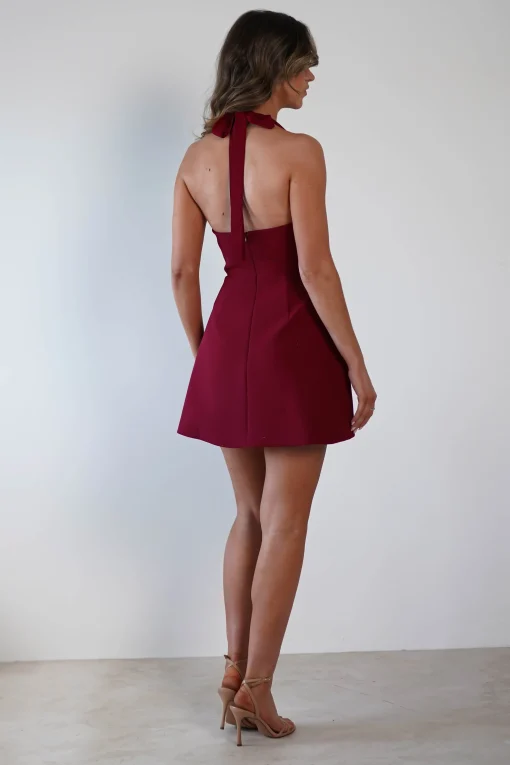Morocco Halterneck Mini Dress | Wine*SASHA Outlet