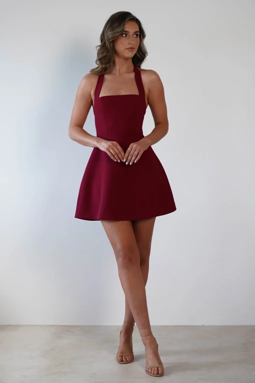 Morocco Halterneck Mini Dress | Wine*SASHA Outlet