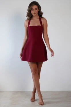 Morocco Halterneck Mini Dress | Wine*SASHA Outlet