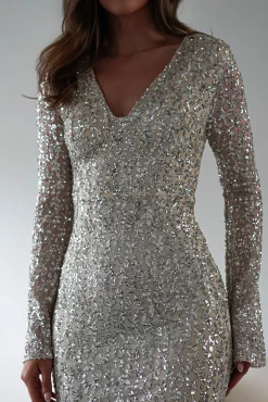 Nadalia Sequin Maxi Dress | Silver/Nude*F u0026 P Outlet