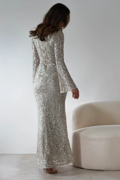 Nadalia Sequin Maxi Dress | Silver/Nude*F u0026 P Outlet