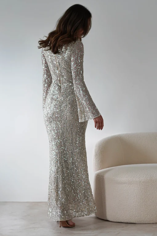 Nadalia Sequin Maxi Dress | Silver/Nude*F u0026 P Outlet