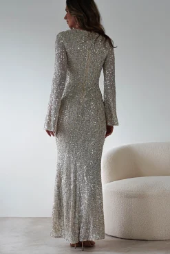 Nadalia Sequin Maxi Dress | Silver/Nude*F u0026 P Outlet