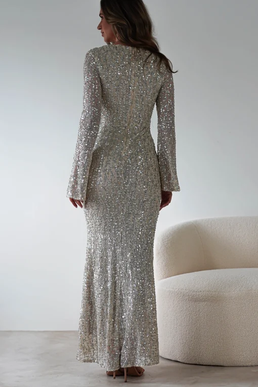 Nadalia Sequin Maxi Dress | Silver/Nude*F u0026 P Outlet