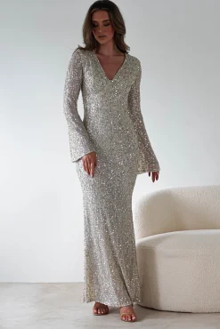 Nadalia Sequin Maxi Dress | Silver/Nude*F u0026 P Outlet