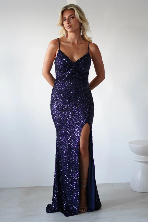 Narissa Sequin Maxi Gown | Navy*Kalinnu New