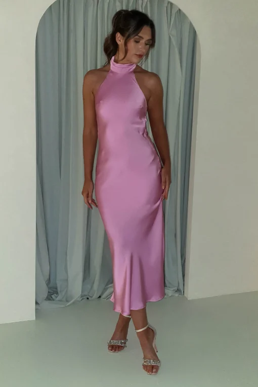Pamela Halter Neck Maxi Dress | Pink*Sibella The Label Online