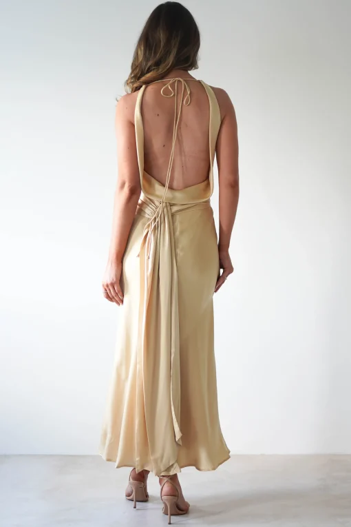 River Backless Maxi Dress | Sand*KAARLO Fashion