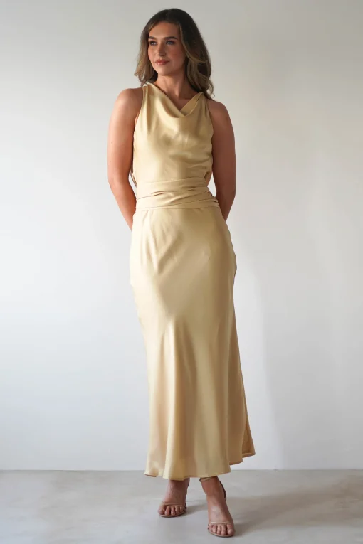 River Backless Maxi Dress | Sand*KAARLO Fashion
