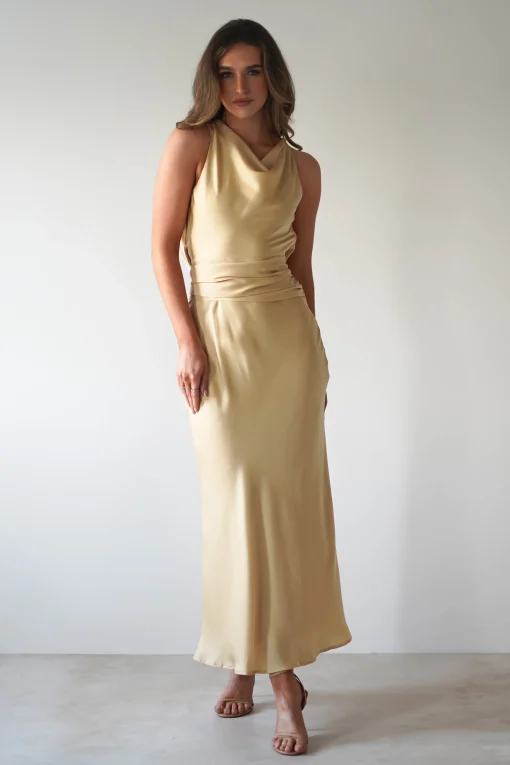 River Backless Maxi Dress | Sand*KAARLO Fashion
