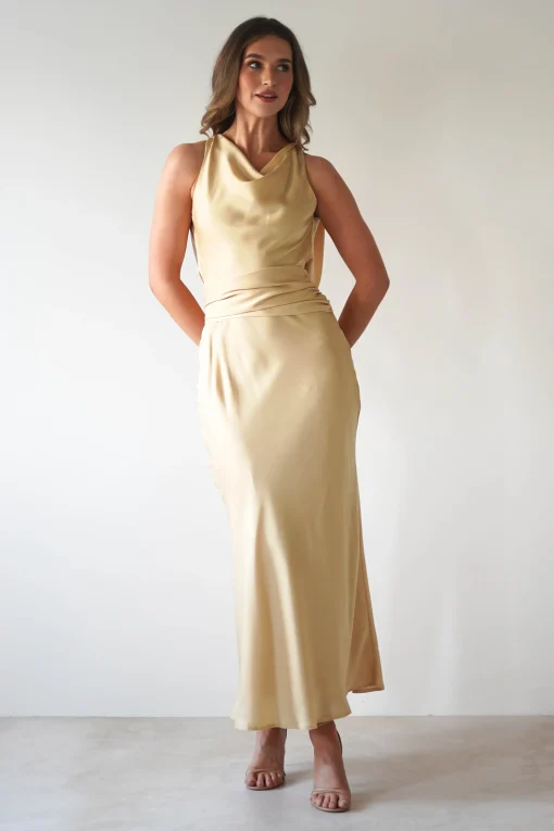 River Backless Maxi Dress | Sand*KAARLO Fashion