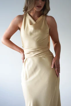 River Backless Maxi Dress | Sand*KAARLO Fashion