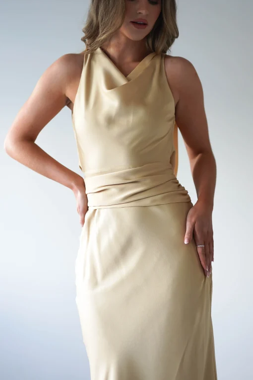 River Backless Maxi Dress | Sand*KAARLO Fashion