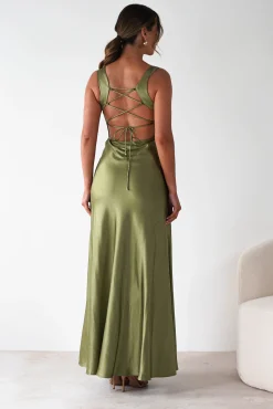 Riviera Soft Satin Maxi Gown | Olive*Factory Fashion