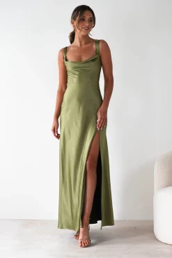 Riviera Soft Satin Maxi Gown | Olive*Factory Fashion