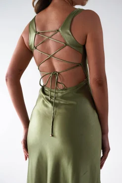 Riviera Soft Satin Maxi Gown | Olive*Factory Fashion