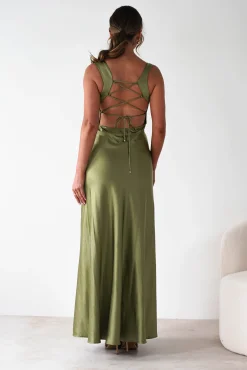 Riviera Soft Satin Maxi Gown | Olive*Factory Fashion