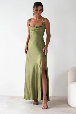 Riviera Soft Satin Maxi Gown | Olive*Factory Fashion
