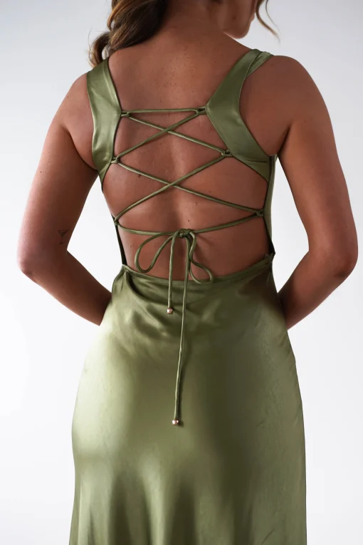 Riviera Soft Satin Maxi Gown | Olive*Factory Fashion