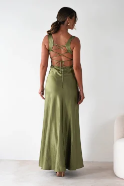 Riviera Soft Satin Maxi Gown | Olive*Factory Fashion