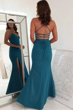 Saraid Glitter Gown | Teal*Oh Hello Clothing Clearance