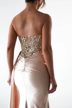 Saraya Bodycon Embellished Gown | Gold*Cinderella Clearance