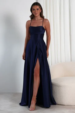 Shantal Satin Gown | Navy*FACTORY Hot