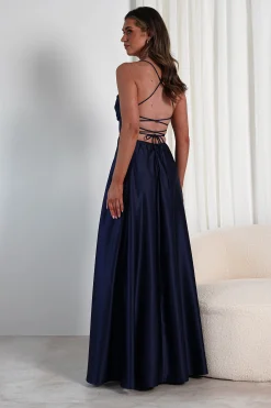 Shantal Satin Gown | Navy*FACTORY Hot