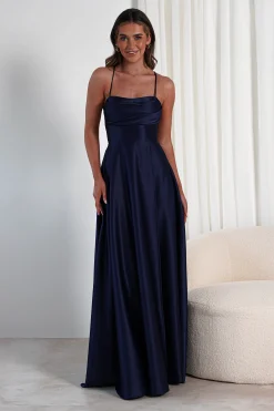 Shantal Satin Gown | Navy*FACTORY Hot