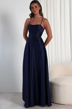 Shantal Satin Gown | Navy*FACTORY Hot