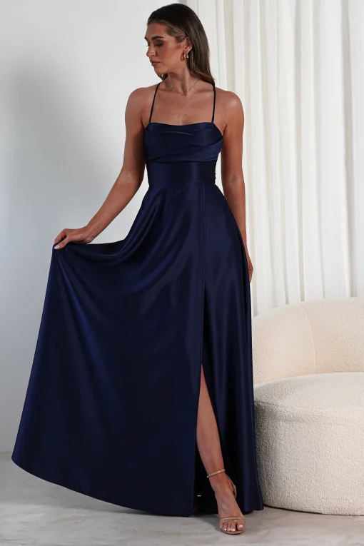 Shantal Satin Gown | Navy*FACTORY Hot