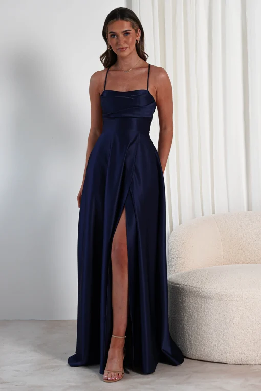 Shantal Satin Gown | Navy*FACTORY Hot