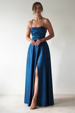 Shantal Satin Gown | Ocean Teal Blue*Maniju Clearance