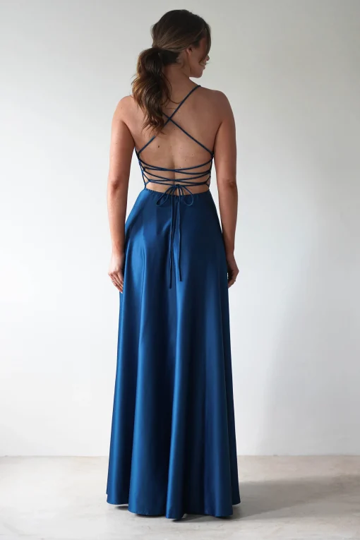 Shantal Satin Gown | Ocean Teal Blue*Maniju Clearance