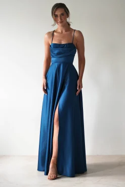 Shantal Satin Gown | Ocean Teal Blue*Maniju Clearance