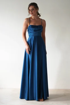Shantal Satin Gown | Ocean Teal Blue*Maniju Clearance