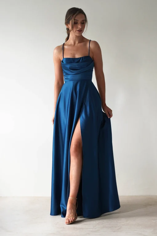 Shantal Satin Gown | Ocean Teal Blue*Maniju Clearance