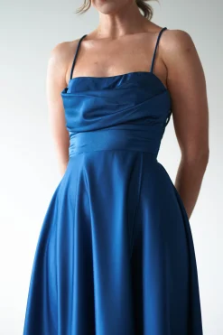 Shantal Satin Gown | Ocean Teal Blue*Maniju Clearance